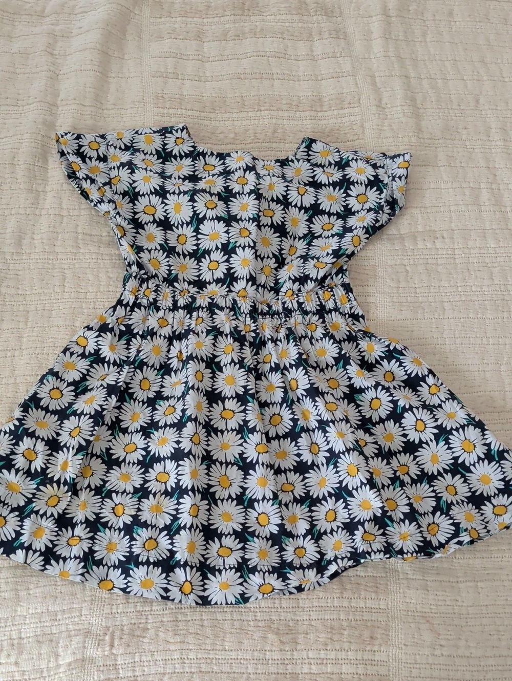 Girls Navy Daisy Print Dolman Sleeve Dress